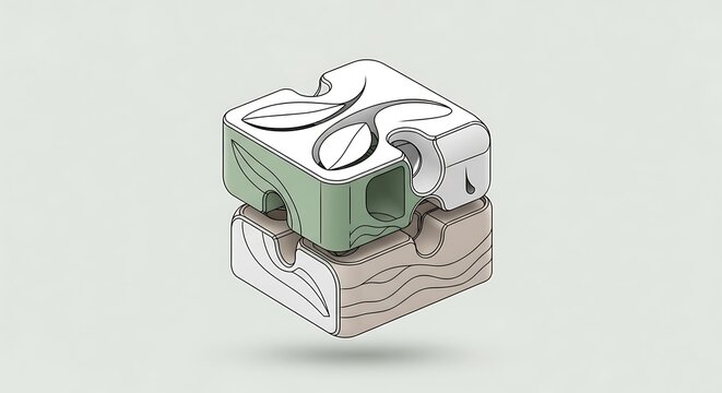 Interlocking puzzle pieces in white, green, and brown colors