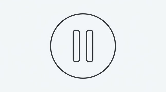 Simple Black Pause Symbol Icon in Circle on White.