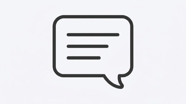 Simple Line Drawing of Empty Speech Bubble Icon for Messaging.