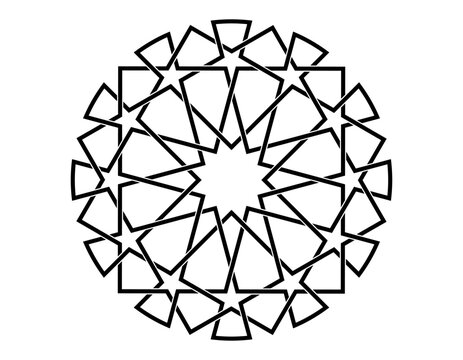 Islamic geometric pattern, seamless star shape intertwining lines vector design