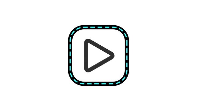 Minimalist video Play pause button icon click animation on white background, media player play icon for website, ui, mobile design