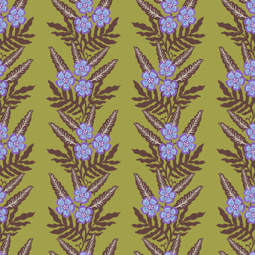 Rustic Chocolate Folk Floral Vine Print