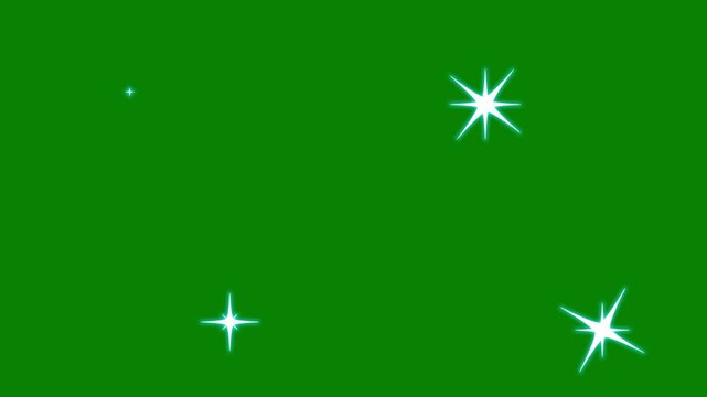 Glowing sparkle star animation,Sparkling twinkling stars animation with glowing shimmer and flat vector doodle style,4k green background,smooth blinking star motion.