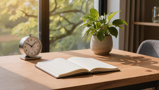 Inviting Study Space with Open Book and Natural Light