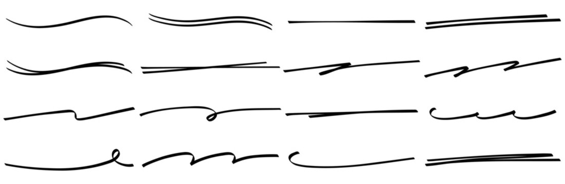 手書きのアンダーラインセット ペンで引いたようなラフなあしらい