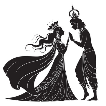 Black love deities Silhouette Vector, High Quality Illustration on White Background