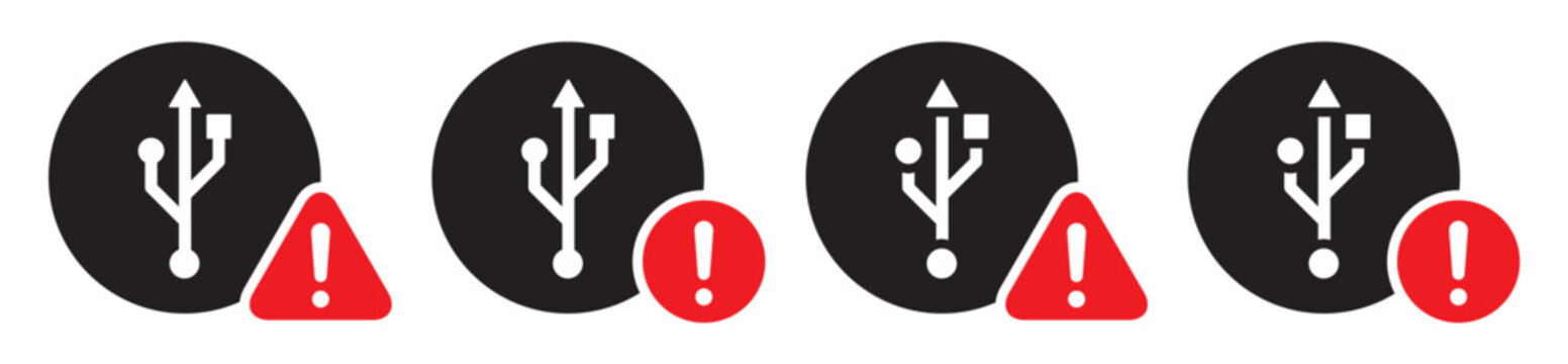 Usb drive error warning icon illustration