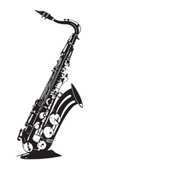 Obraz premium Black saxophone Silhouette Vector, High Quality Illustration on White Background