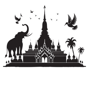Black thai mythology Silhouette Vector, High Quality Illustration on White Background