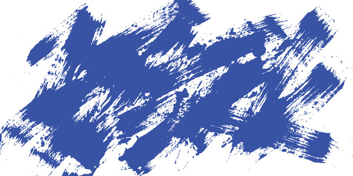 Blue Brush Stroke Texture. Abstract grunge paint brush splash with bold artistic strokes on white background