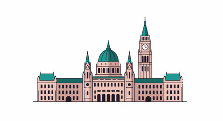 Obraz premium A simplified illustration of a government building with a large central dome