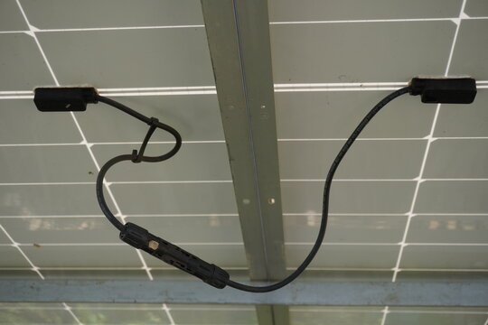 Close Up of Solar Panel Wiring and Connector System