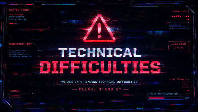 Computer Virus Alert Sign Technical Difficulties Screen