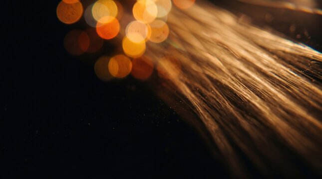Fiber optic cable transmitting light signals, high speed internet connection, telecommunications infrastructure, broadband network, digital communication technology, glowing bokeh