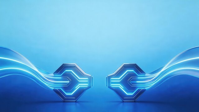 Abstract blue neon circuit design