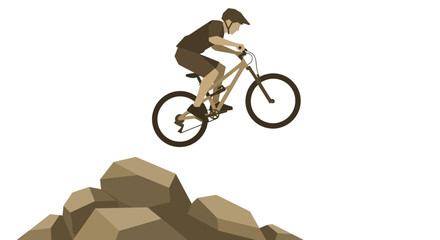 Mountain biker jumping over rocks © Anisah