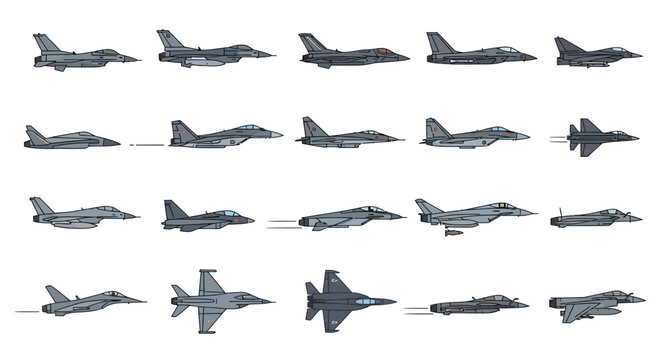 Pixel Art Fighter Jets Collection: Modern Military Aircraft Icons