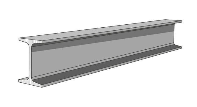 Steel I-beam, industrial metal construction material, engineering and architecture.