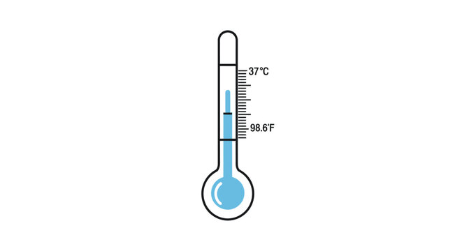 Thermometer Showing 37?C and 98.6?F, Body Temperature Measurement