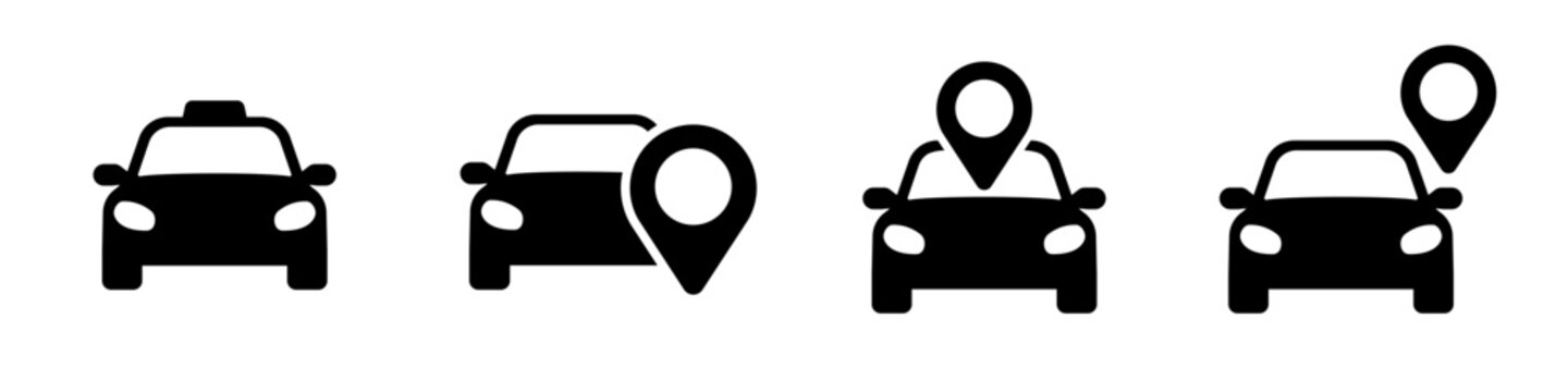 Car location icon. Taxi icon set