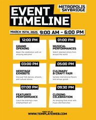 Event Schedule Poster Design with Bold Typography and Yellow Background © PAPIC Design