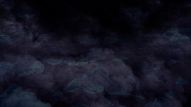 Cinematic storm clouds moving in dark sky, dramatic purple and blue thunderhead formations, moody atmospheric weather background for film isolated on Transparent Background
