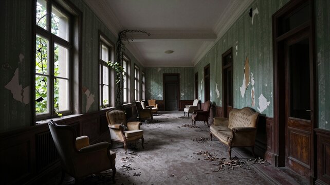 Abandoned Hotel Corridor in Decay