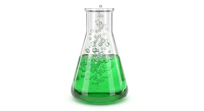 Erlenmeyer flask with green liquid