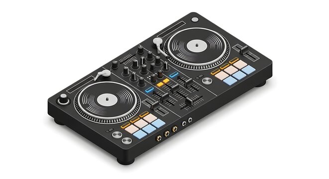 Isometric view of a dj mixing console