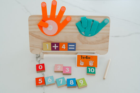 Math board with addition example