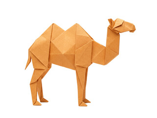 Obraz premium Origami Camel Figure on Black Background
