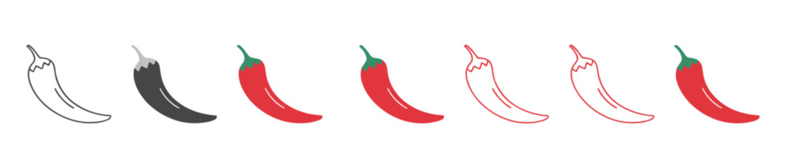 Chili Pepper Spectrum: Array of chili pepper with varying degree of colour. Culinary Ingredient, Spicy Food, hot pepper, Food art, Ingredient art.