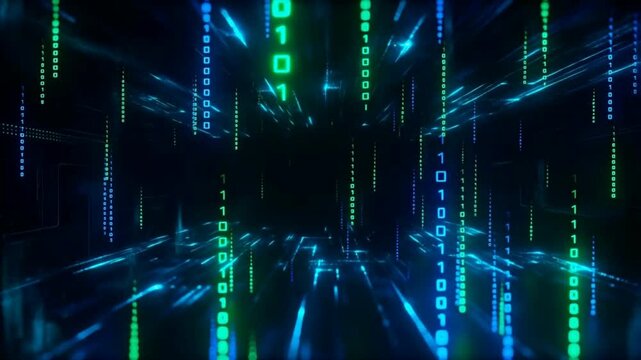 Abstract Digital Glitch and Binary Code Cyber Security Background