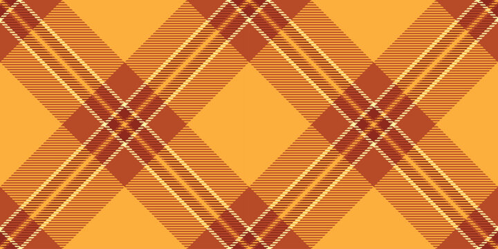 Skirt tartan textile texture, hippie fabric seamless background. Mother pattern vector plaid check in amber and red colors.