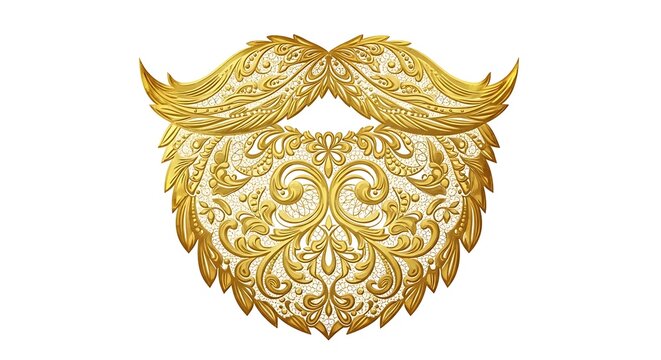 Ornate golden beard and mustache illustration