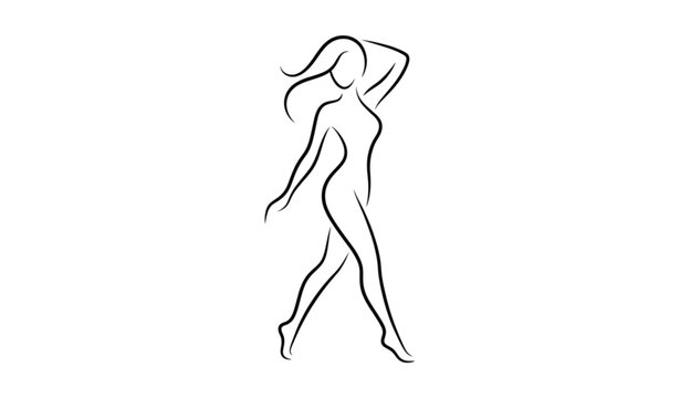 Minimalist female body line art illustration, aesthetic woman figure silhouette, modern feminine wall art vector.