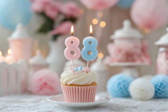Festive Cake with Number Candles for 88th Birthday Celebration