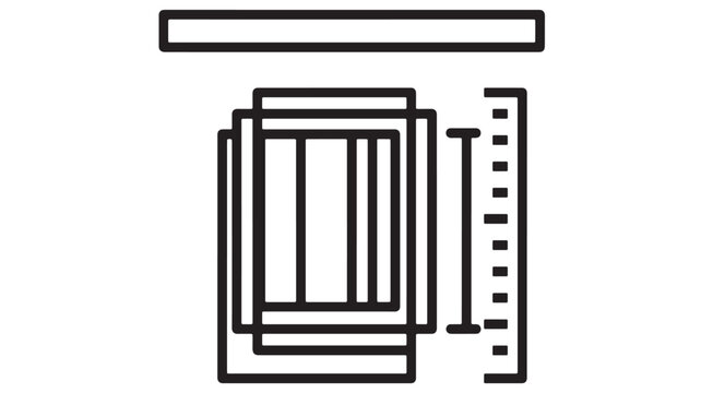 Microchip circuit icon with barcode lines and thin outline style for technology and software design themes