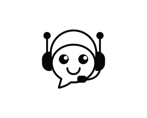 Fototapeta premium Smiley face with headset icon