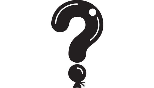 Question mark icon with magnifying glass cursor symbol for search help and FAQ clarification on white background