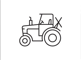 Obraz premium Tractor icon with simple line art, smooth outline strokes, and agricultural vehicle symbol for farming concept