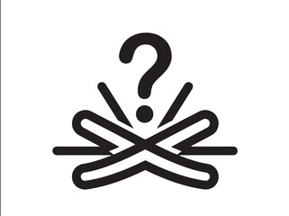 Fototapeta premium Question mark icon with crossing lines and exclamation dots symbolizing uncertainty and critical information