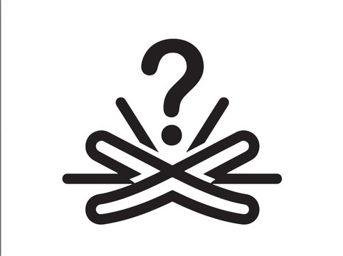 Question mark icon with crossing lines and exclamation dots symbolizing uncertainty and critical information