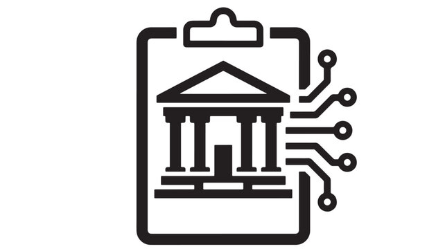 Database building network icon with circuit lines and connected nodes for cloud computing and system integration