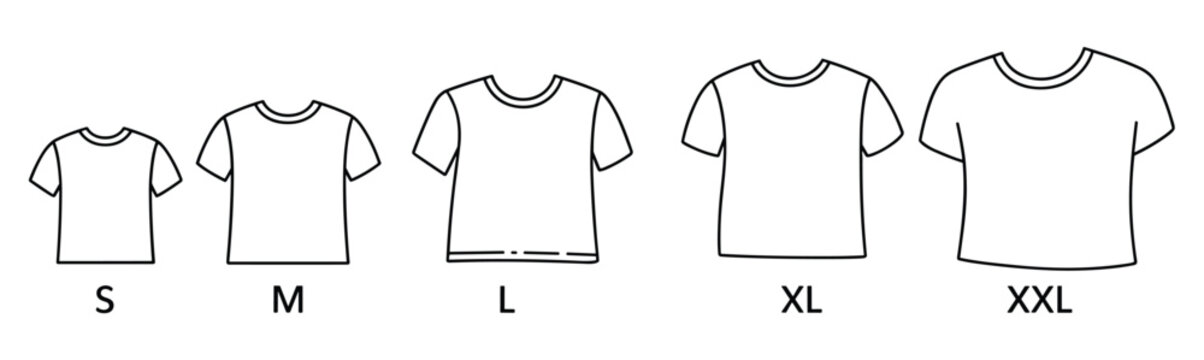 Sizing Matters: An array of t-shirts marked with varying sizes, highlighting the versatility of apparel. clothing selection, diverse options, fashion statement, apparel size, garment choice.