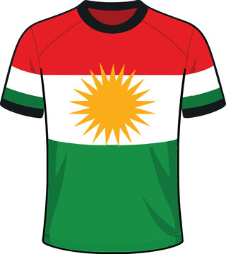 Kurdistan Flag Patriotic Soccer Jersey with Black Trim Illustration