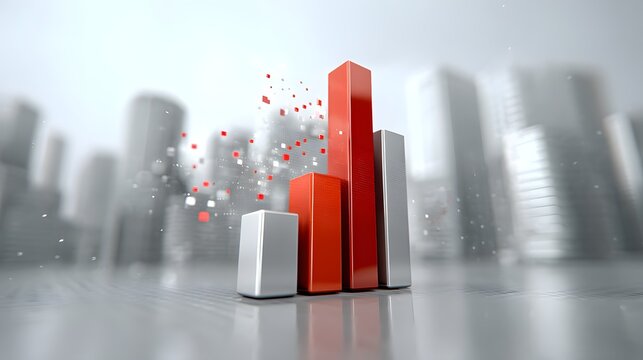 financial data charts projected over urban buildings, digital economy concept, cinematic blur, copy space