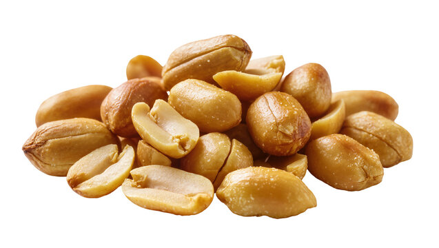 Isolated pile of crunchy roasted salted peanuts, a delicious and healthy snack food
