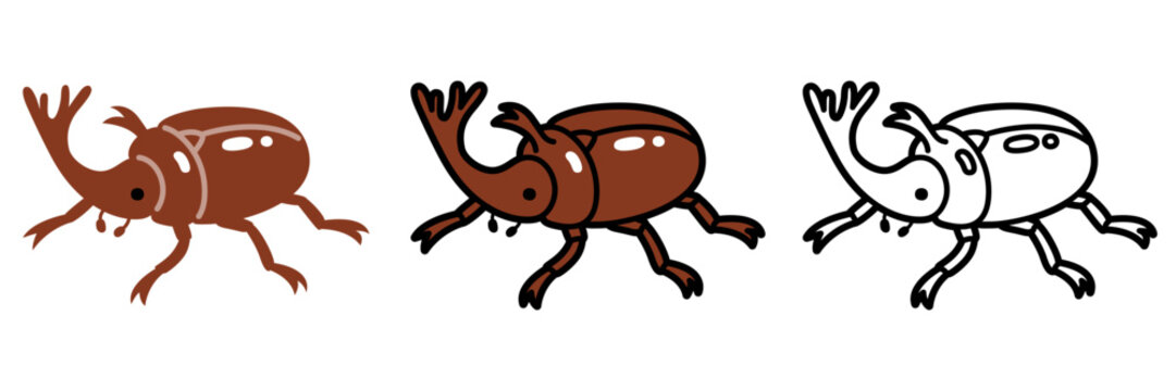 ポップでかわいいカブトムシのイラストセット