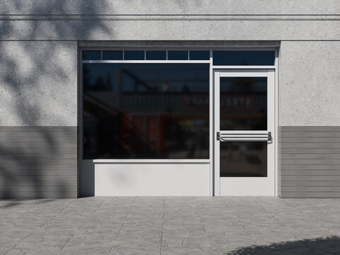 Blank Storefront Window Decal with Realistic Reflection. 3d render.